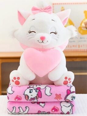 Disney Marie Aristocats 20” Plush with Twin Size Blanket Set